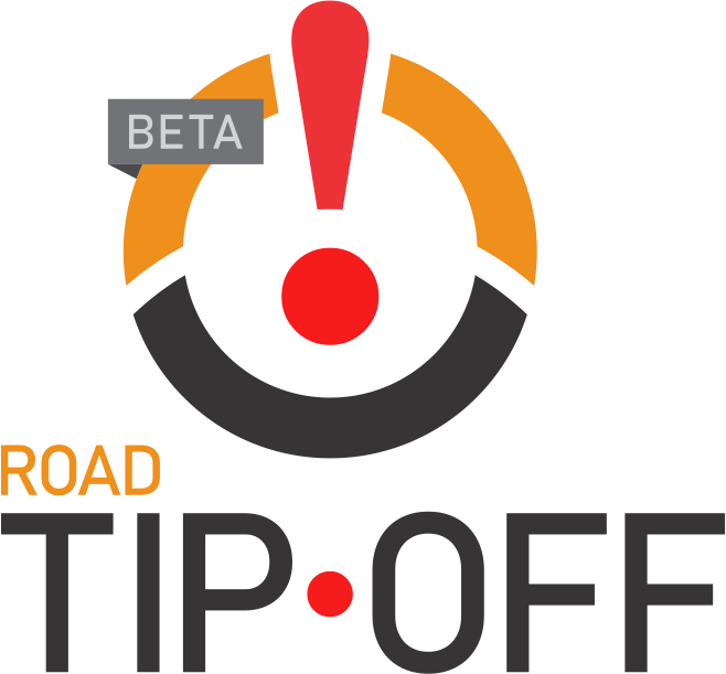 RoadTipOff mobile app interface showing road hazard reporting features